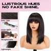 Jessie's Wig Bob Human Hair Wigs with Bangs for Women Natural Black 16Inch - 4 of 4
