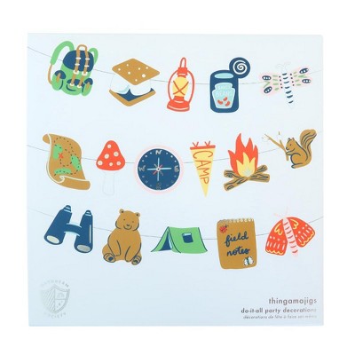 Jollity & Co. - Camp Explorer Adventure Themed Garland - Pack of 16 Die-Cut Pieces and Hanging Twine