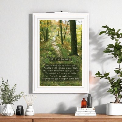 ChicFurnit Wall Art Irish Blessing Framed Print Elegant White Frame for Living Room, Multicolor, 11"*1"*15"