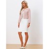 INSPIRE CHIC Women's Elegant Contrast Piping Round Neck Button Front Long Sleeve Tweed Blazer - 4 of 4