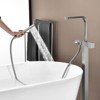 Cobbe Floor Mounted Bathtub Faucet with Swivel Spout Handheld Shower and 59-Inch Hose Brushed Nickel Standing Shower Faucet Set - 4 of 4