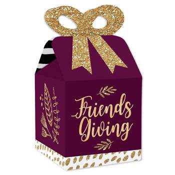 Big Dot of Happiness Elegant Thankful for Friends - Square Favor Gift Boxes - Friendsgiving Thanksgiving Party Bow Boxes - Set of 12