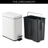 LunaLulinlk White Step-on Steel Wastebasket with Removable Bucket Insert for Bathroom, 5" x 8" x 11" - 3 of 4