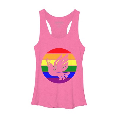 Design By CreativeHT Humans Dove Olive Branch Rainbow Pride By CreativeHT Racerback Tank Top