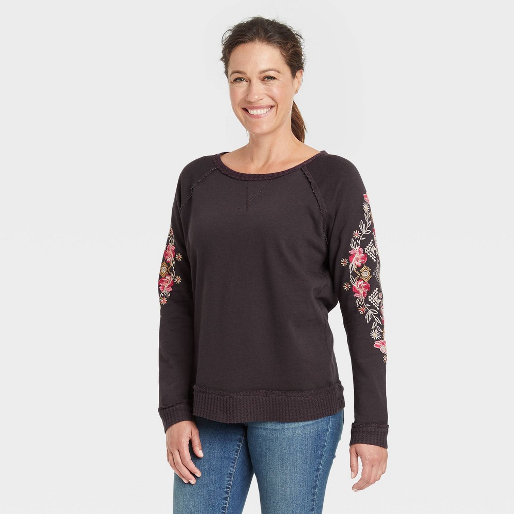 Women's Embroidered Sweatshirt - Knox Rose Black Floral XXL