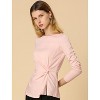 Allegra K Women's Comfort Round Neck Twist Front Long Sleeve Blouse Basic Top - 2 of 4