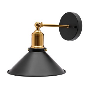 YIYIBYUS Black Industrial Style Wall Sconce with Metal Shade, 1-Light - 1 of 4