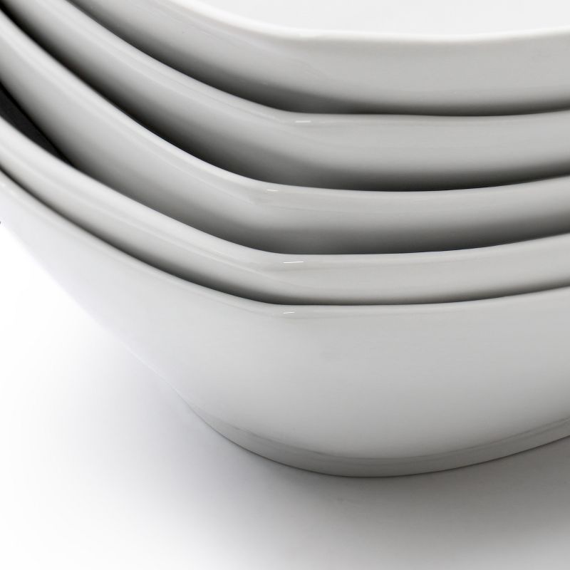 Gibson Our Table Simply White 6 Piece 7 Inch Rectangular Porcelain Bowl Set in White, 3 of 6