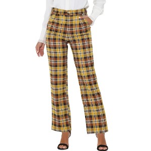 INSPIRE CHIC Women's Plaid Elastic Waist Casual Work Office Long Pants - 1 of 4