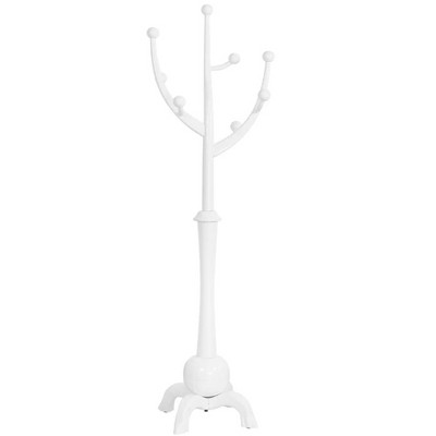 Bekrvio Coat Rack Freestanding Wood Tree Rack with 8 Hooks, White