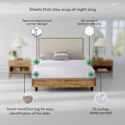 Queen Light Gray Cotton Blend Percale Sheet Set