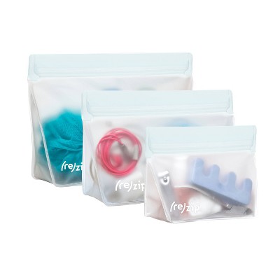 (re)zip Stand Up Leak Proof Reusable Clear Storage Bag Kit - 3ct