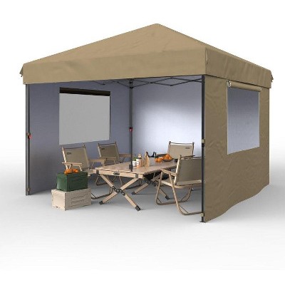 10'x10' Pop Up Canopy Tent, Instant Outdoor Canopy with 3 Sidewall, Portable Sun Shelter
