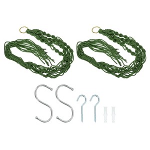 Unique Bargains Indoor Outdoor Decoration Handmade Macrame Hanging Planter Flower Pot Hanger 2 Pcs - 1 of 4