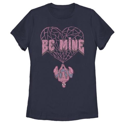 Women's Marvel Spider-man Be Mine T-shirt - Navy Blue - Medium : Target