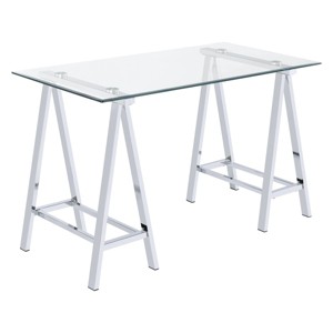 OSP Home Furnishings Middleton Desk Chrome: Sleek Glass Surface, Steel Frame, No Storage Home Office Furniture - 1 of 4