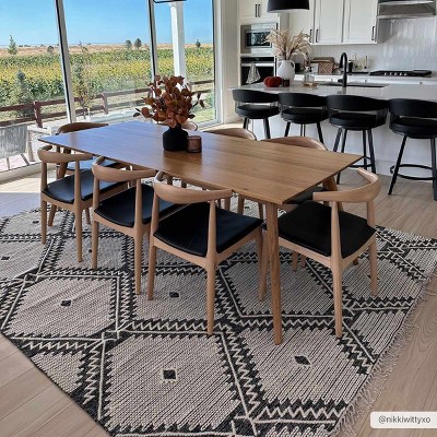 Hauteloom Brownhills Cream&Black Trellis Cotton Area Rug