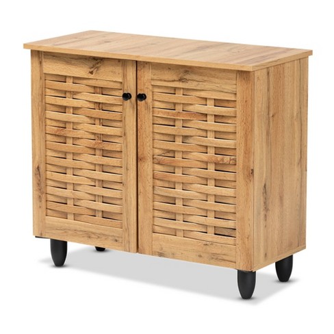 Baros 2 Door Oak Wood Shoe Cabinet