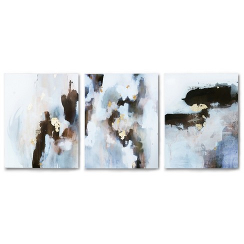 Hand painted set of 3 wall art paintings on canvas