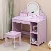 Acekool Kids Vanity Desk Dresser for Girls with Mirror, Stool, Drawer, Storage Shelves, Princess Makeup Table Set - 2 of 4