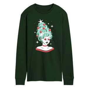 Men's - Instant Message - Vintage Christmas Tree Woman Long Sleeve Graphic T-Shirt - 1 of 3