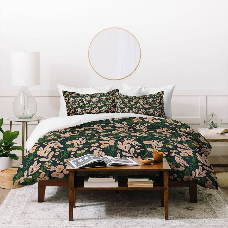 Oris Eddu Poppy Pine Polyester Comforter & Sham Set Black/Blush - Deny Designs, 5 of 6