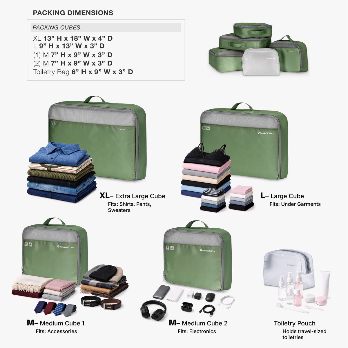 Traveler’s Choice Edinburgh 3pc Luggage Set with Packing Cubes - thumbnail 5