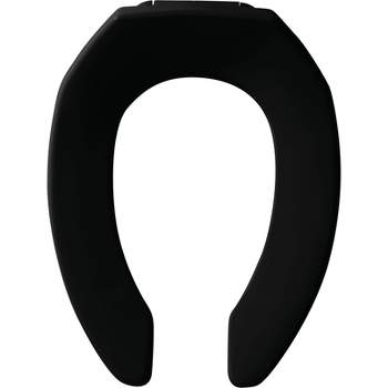 Never Loosens Elongated Open Front Commercial Plastic Toilet Seat Black - Mayfair by Bemis