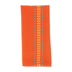 Saro Lifestyle Dobby Border Napkin, 18" Square, Tomato (Set of 4) - 1 of 4