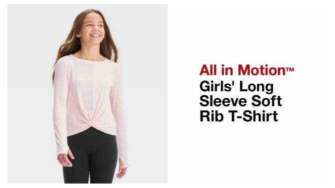 Girls&#39; Long Sleeve Soft Rib T-Shirt - All In Motion™, 2 of 5, play video