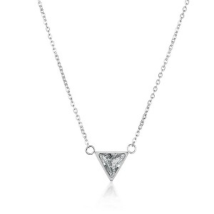 Women's Trillion Cut Cubic Zirconia Steel Necklace - ELYA Jewelry - 1 of 4