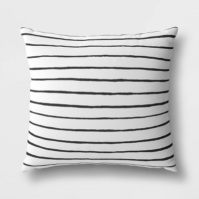 Outdoor Throw Pillow Striped True White - Room Essentials™
