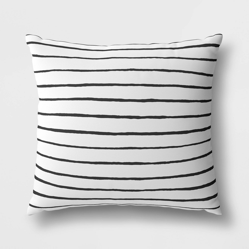 Outdoor Throw Pillow Striped True White - Room Essentials