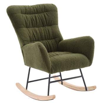 Rocking Chair, Glider Rocking Chair With 24" H Backrest, Armrests, Thick Seat Cushion Uplostered Accent Chair