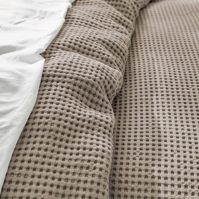 Twin Beige Fawn Cotton Waffle Duvet Cover Set