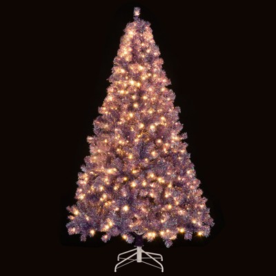 Tangkula 7.5 FT Pre-Lit Tinsel Christmas Tree Artificial Xmas Tree w/ 1300 Lush Branch Tips