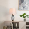 LNC Flabellum 24.8-in Modern Bedside/Standard Table Lamps,Polished Gold and Blue Glass with  Fabric Shade - 4 of 4