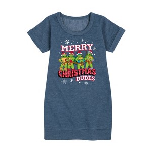 - Teenage Mutant Ninja Turtles - Merry Christmas Dude Graphic Short Sleeve Fleece Dress - 1 of 4