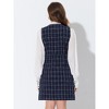 INSPIRE CHIC Women's V Neck Button Front Pockets Vintage Sleeveless Plaid Tweed Pinafore Dress - 4 of 4