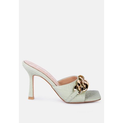 Mermaid Quilted Metallic Chain Embellished Women Sandals