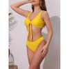 INSPIRE CHIC Women's Lace Up Decoration Push Up Bikini Sets, Wide Strap Top Triangle Bottom Swimwear Bathing Suits 1 Set - 2 of 4
