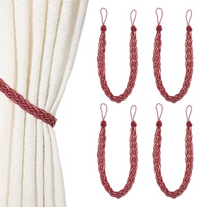 Unique Bargains Braided Polyester Elegant Design Durable Curtain Tiebacks Wine Red 4 Pcs - 1 of 4