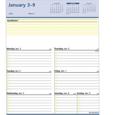 AT-A-GLANCE 2022 7" x 6" Weekly Calendar Refill Flip-A-Week White SW706-50-22