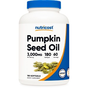 Nutricost Pumpkin Seed Oil (3,000mg) 180 Softgels - GMO-Free, Gluten-Free, Dietary Supplement, 60 Servings - 1 of 4