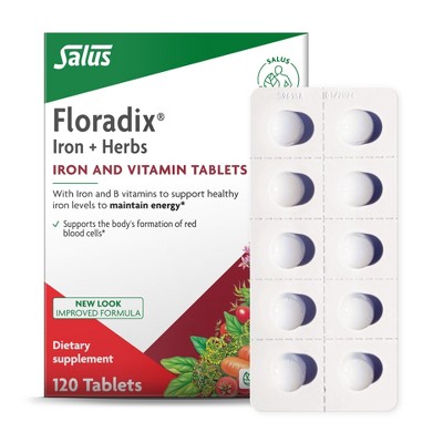 Floradix Iron Tablets - Iron Supplement with Folic Acid, Vitamin C & More - Energy Support* - Vegetarian, Gluten-Free