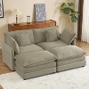 Whisen 75" Modern Design Sofa Couch, Large Loveseat Sofa with 2 Movable Ottomans and Side Storage Pockets - 2 of 4