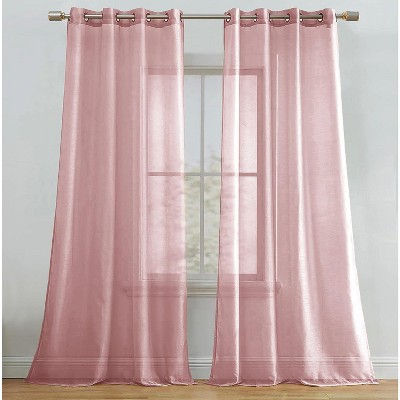 Home Mart Goods Rose Pink Sheer Window Grommet Curtain Set 84" Inches Long ( 2 Panels)