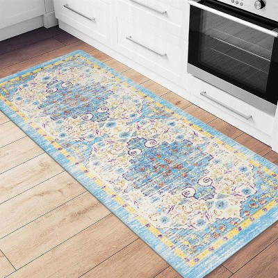 Blue and Ivory Bohemian Anti-Fatigue Standing Mat