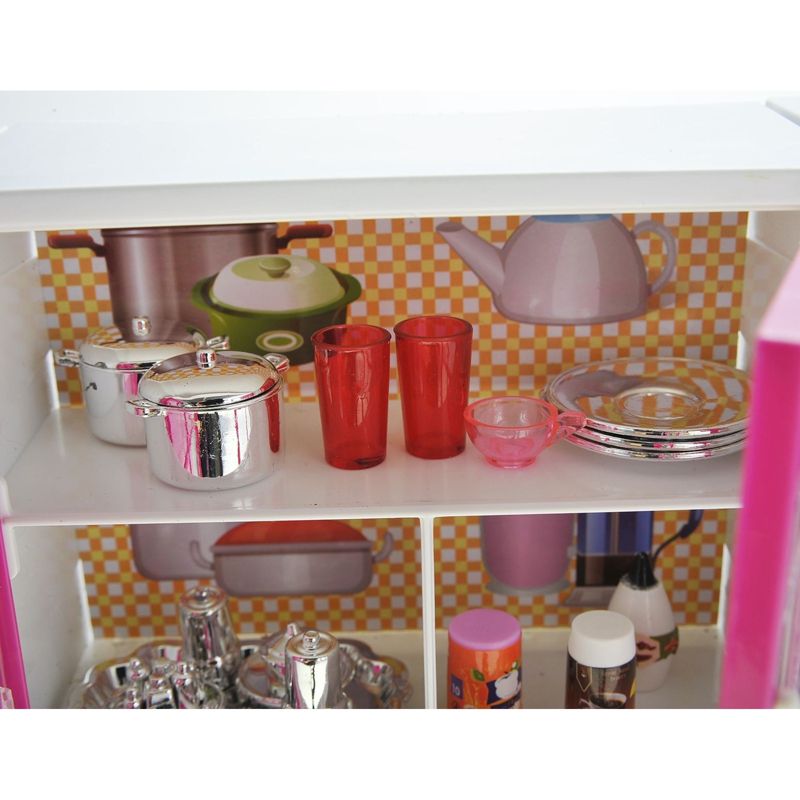 Insten Mini Modern  Kitchen Playset for Dolls with Refrigerator, Stove, Sink, Pink, 15 x 12.5 in, 3 of 7
