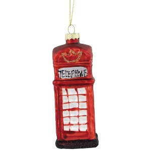 Northlight 4.5" Red Euro Phone Booth Glass Christmas Ornament - 1 of 4
